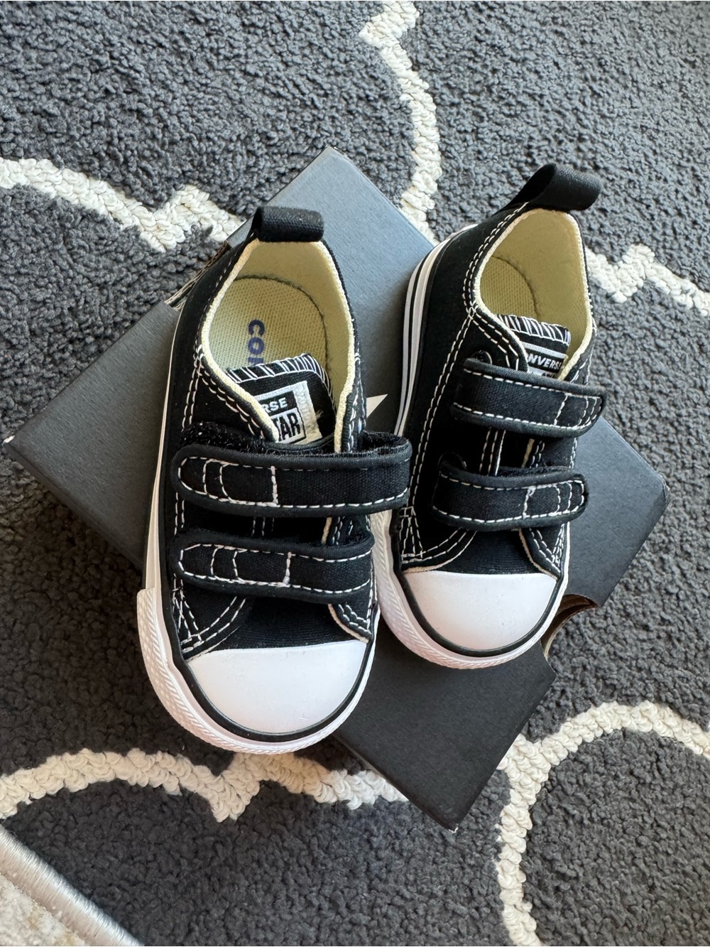 Converse Kids Black & White Velcro Low Top Sneakers